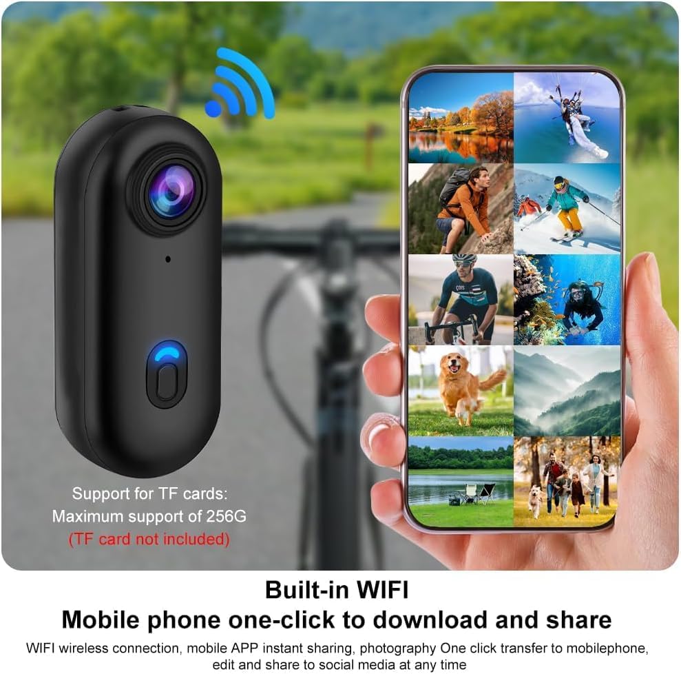 360°Action Camera, 1080P Underwater Body Camera, 30M/98Ft Waterproof Wifi 120°Wide Angle Action Camera for Motorcycle Bodycam, Helmet Camera, Multifunctional Accessories