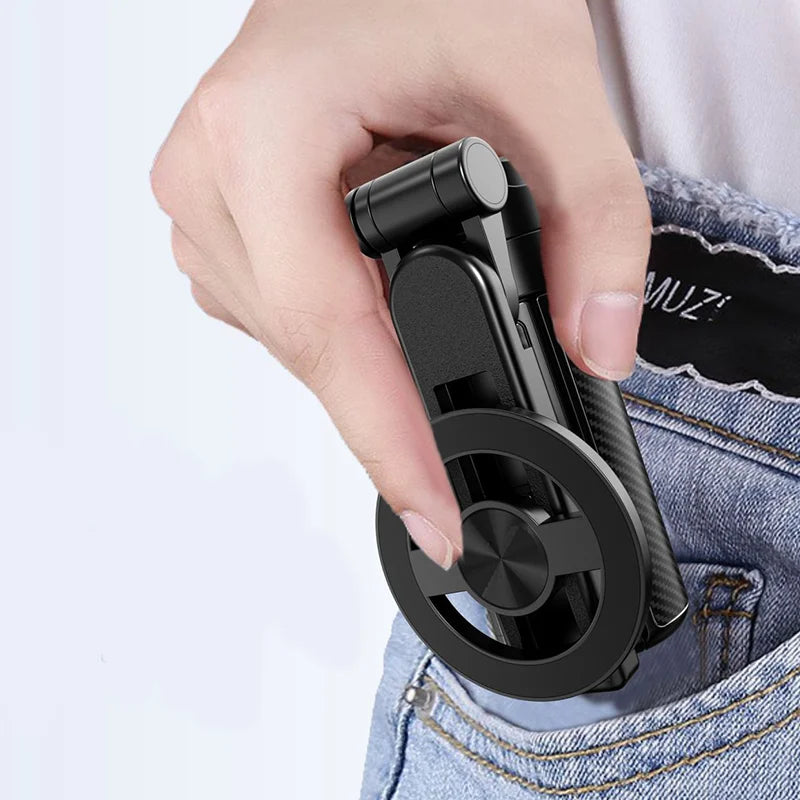 4-In-1 Multifunctional 360° Rotation Magnetic Selfie Stick, Foldable Magnetic Phone Stand & Selfie Stick with Remote