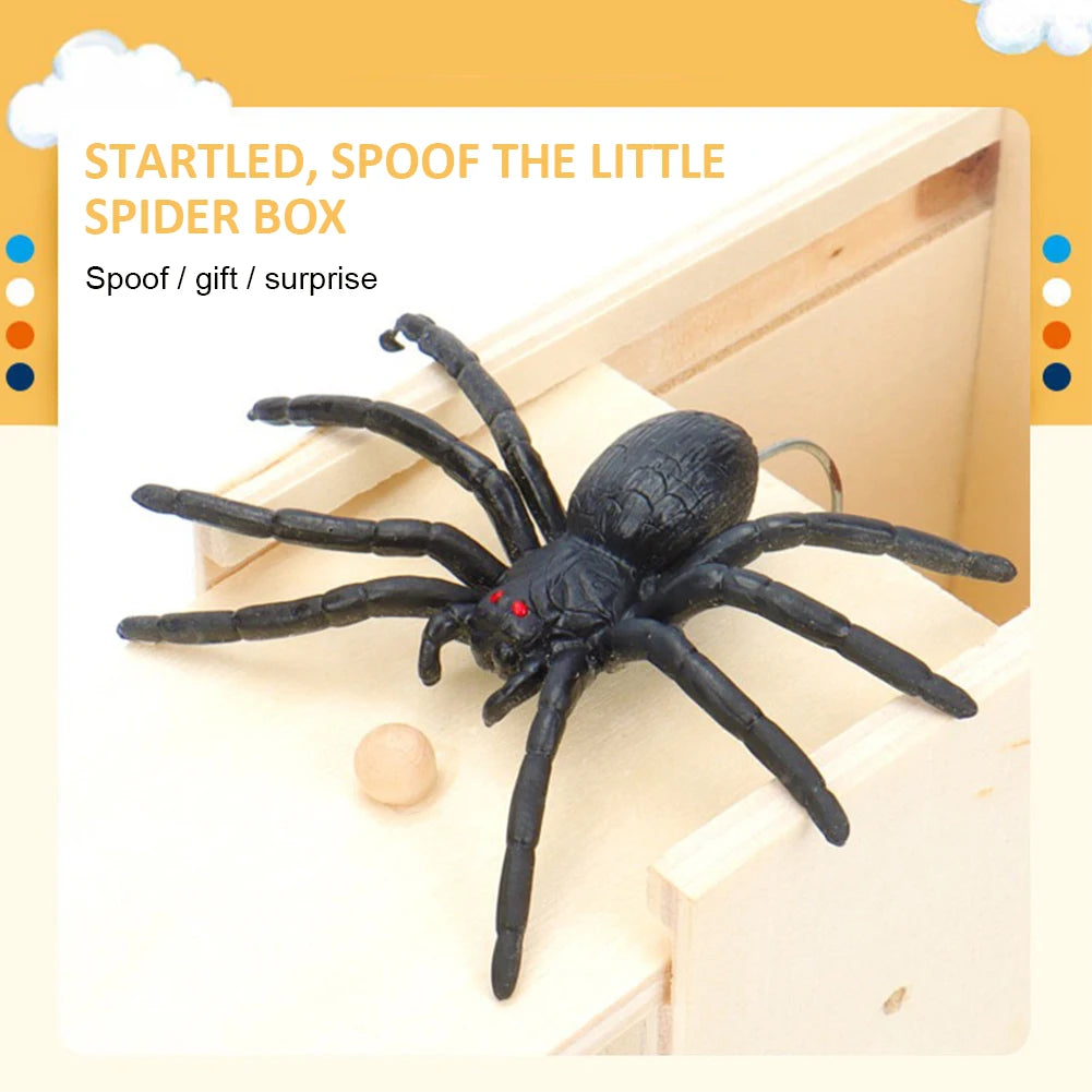 Spider Prank Box Wooden Fun Surprise Happy Box Gags Practical Joke Scare Toys Novelty Halloween Gifts for Friends DROPSHIPPING