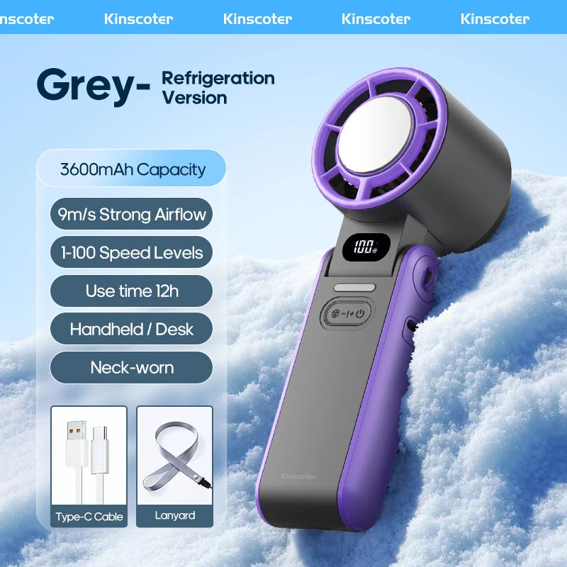 Portable High-Speed Handheld Cooling Fan with 3600mAh Rechargeable Battery
