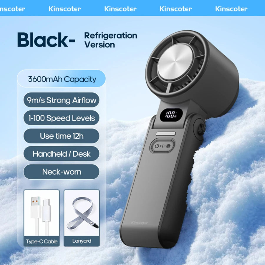 Portable High-Speed Handheld Cooling Fan with 3600mAh Rechargeable Battery