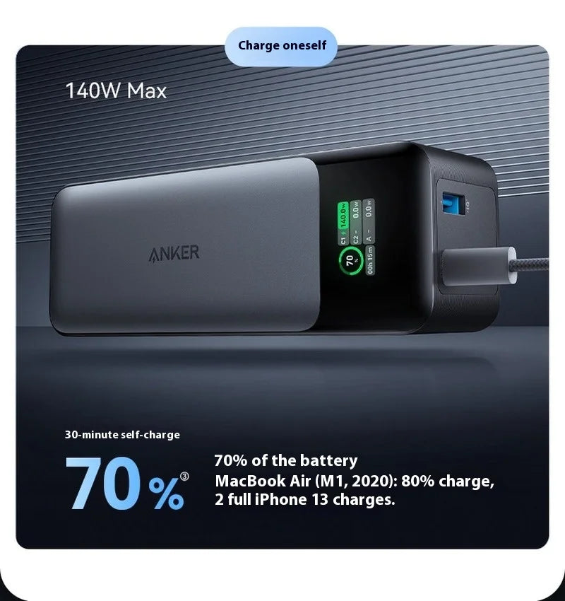 Anker 737 Power Bank - 24000mAh Dual 140W Fast Charging Portable Charger with TFT Color Display