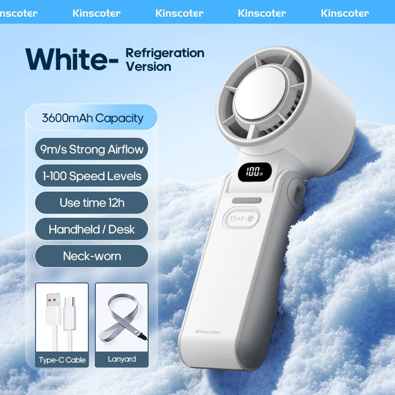 Portable High-Speed Handheld Cooling Fan with 3600mAh Rechargeable Battery