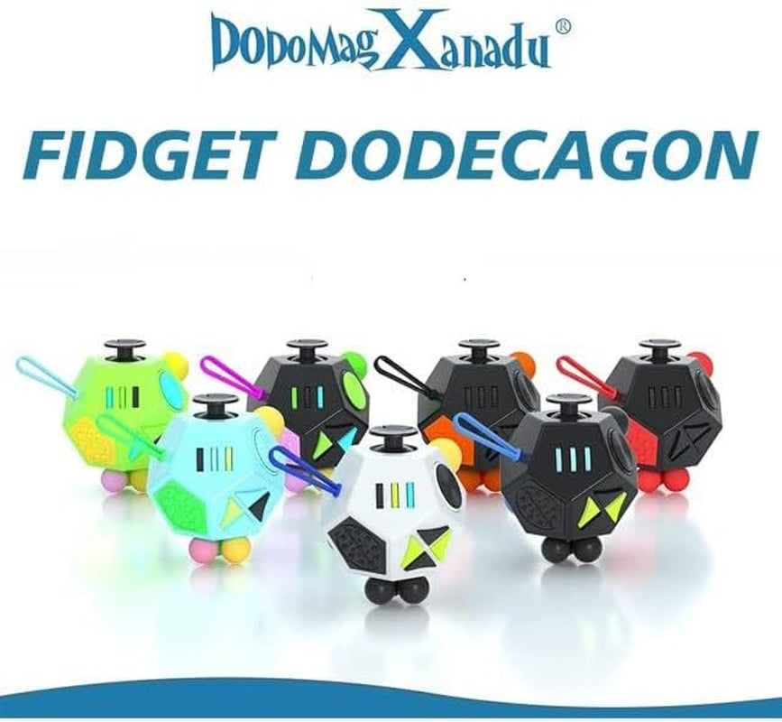 Minilopa Fidget Dodecagon -12 Side Fidget Toy Cube Relieves Stress and Anxiety anti Depression Cube for Children and Adults with ADHD ADD OCD Autism (A4 Black Red)