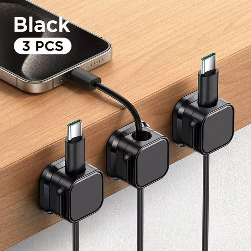 6Pcs/Set Magnetic Cable Clips Cable Organiser Adjustable Cord Holder under Desk Organizing Cable Management Holder