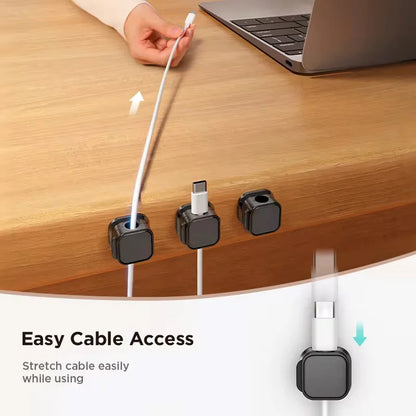 6Pcs/Set Magnetic Cable Clips Cable Organiser Adjustable Cord Holder under Desk Organizing Cable Management Holder