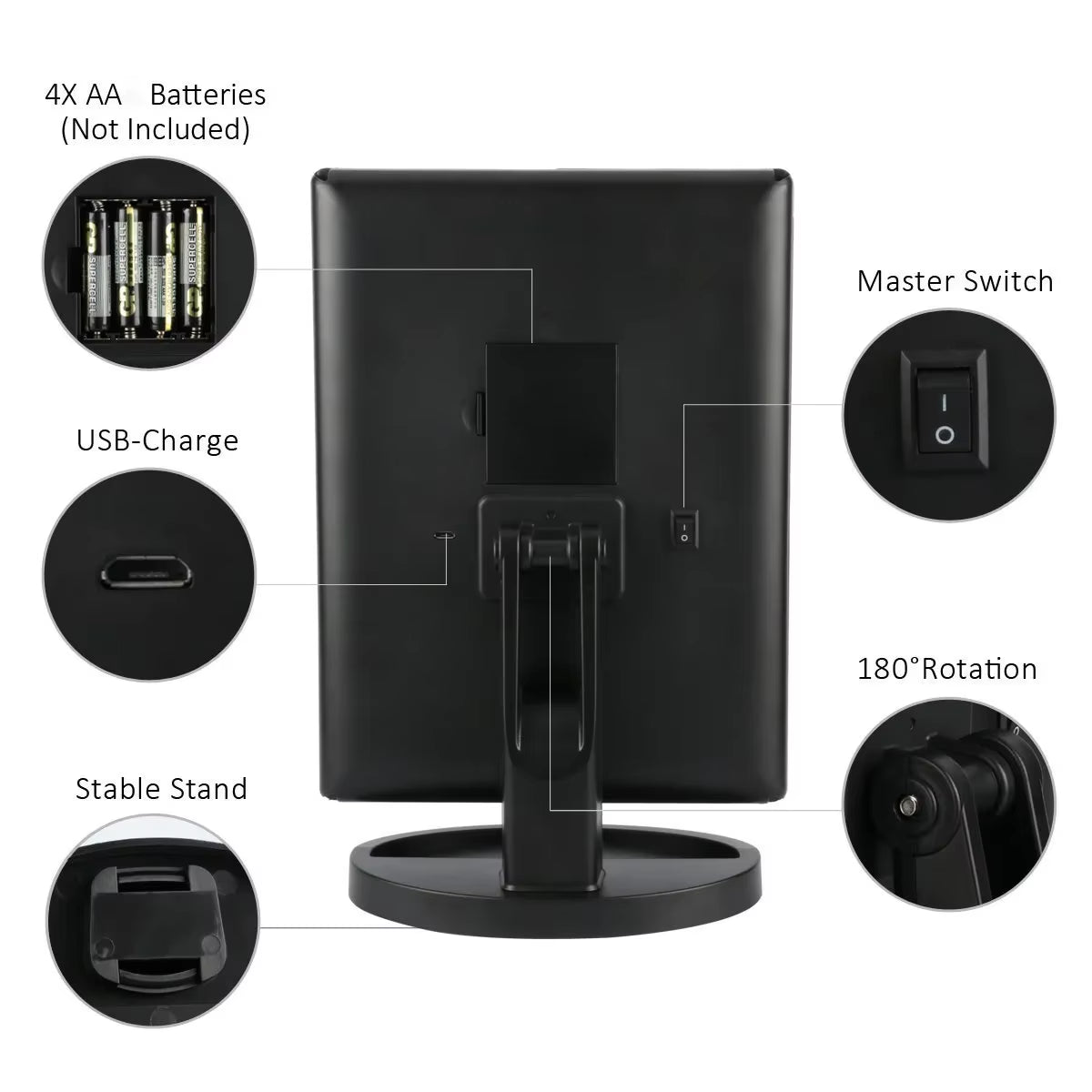 Led Vanity Mirror with Light Portable 10X Magnifying Desktop Three Side Folding Vanity Mirror