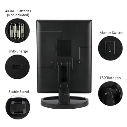 Led Vanity Mirror with Light Portable 10X Magnifying Desktop Three Side Folding Vanity Mirror