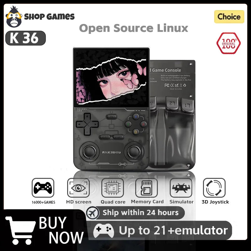 Open Source K36 Retro Handheld Portable Video Gameing Console R36S for PS1/PSP/DC/N64/SS 3.5 Inch IPS Screen Preferred Gift