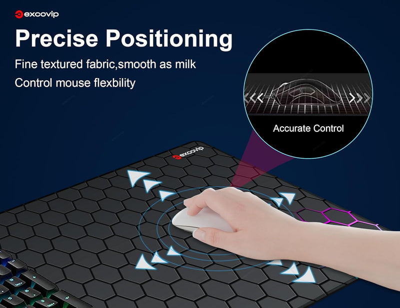 Gaming Mouse Pad,Honeycomb Science Technology Extended Mousepad Gaming Large,Desk Mat with Non-Slip Base and Stitched Edge for Office Work 31.5"X11.8" 0258
