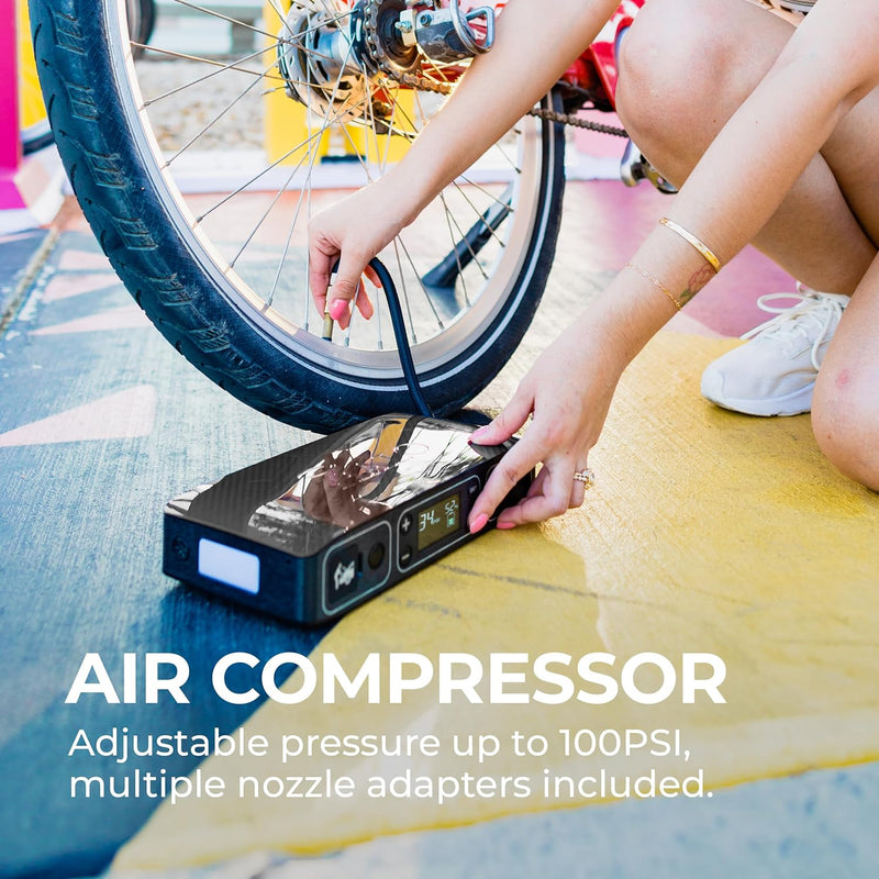 Bolt Air 58830 Portable Car Battery Jump Starter | 100 PSI Air Compressor, 58.8Wh USB Power Bank, Emergency Floodlight & Charger, Jumps Cars Suvs & Trucks, Inflates Tires, TSA Approved — Black