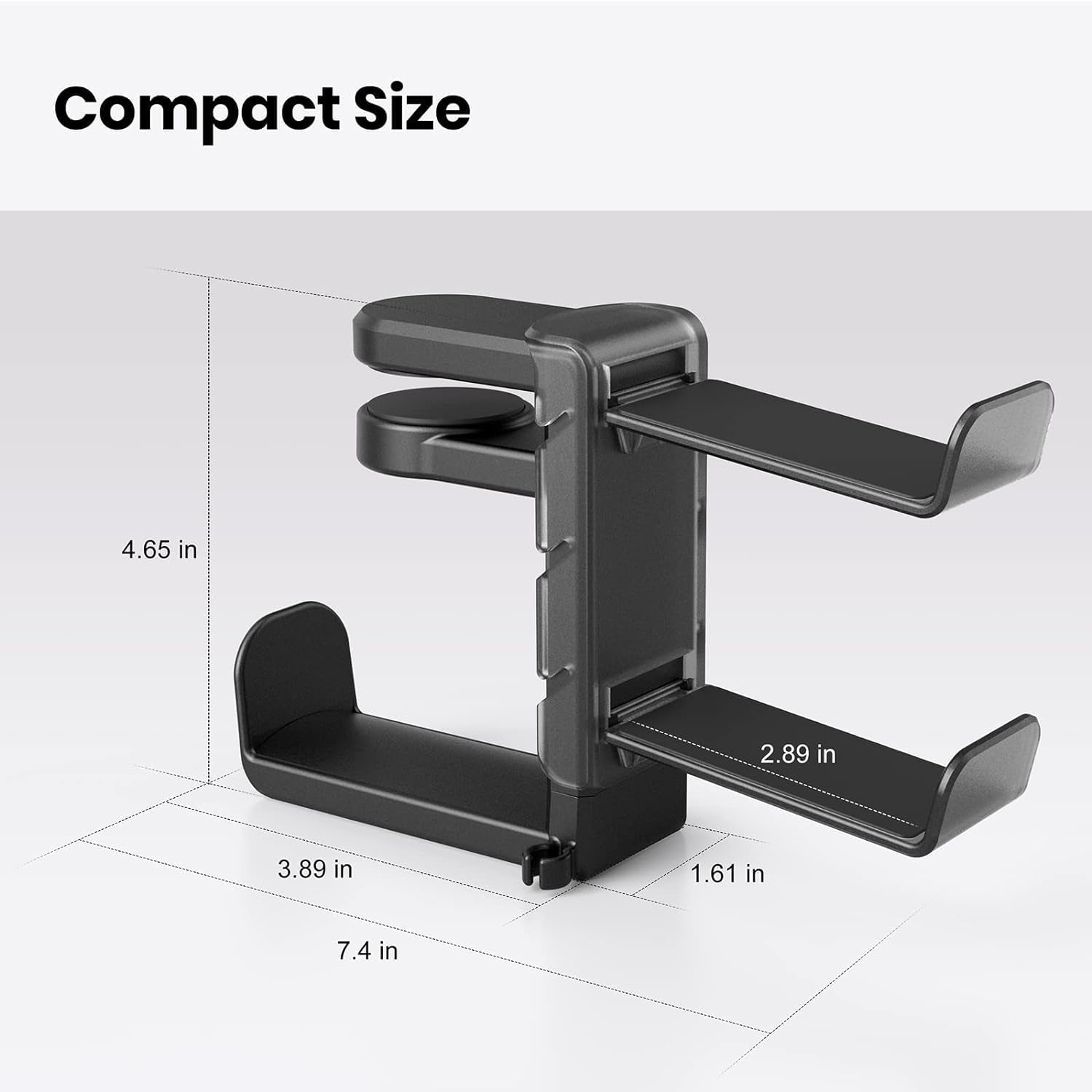 3-In-1 Headphone Stand PC Gaming Controller Holder,Gaming Headset Holder with Adjustable Clamp&2 Controller Holder&Rotating Arm,Universal PC Gaming Accessory Controller Headset Stand