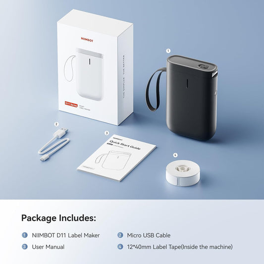 D11 Portable Label Maker - Wireless Label Printer with Multiple Templates for Home and Office Organization, USB Rechargeable and User-Friendly Design