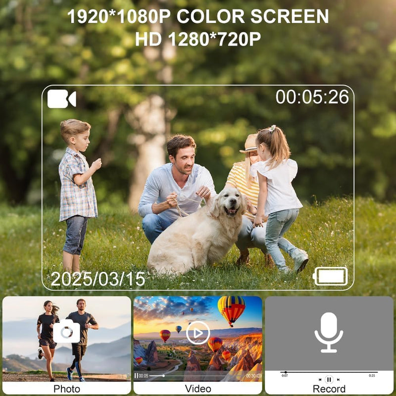 360°Action Camera, 1080P Underwater Body Camera, 30M/98Ft Waterproof Wifi 120°Wide Angle Action Camera for Motorcycle Bodycam, Helmet Camera, Multifunctional Accessories