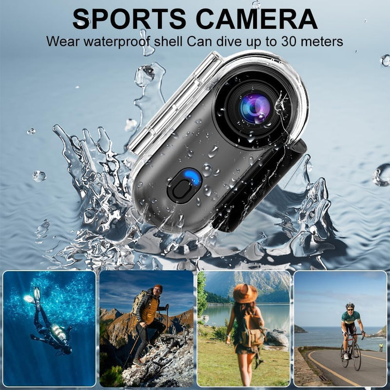 360°Action Camera, 1080P Underwater Body Camera, 30M/98Ft Waterproof Wifi 120°Wide Angle Action Camera for Motorcycle Bodycam, Helmet Camera, Multifunctional Accessories