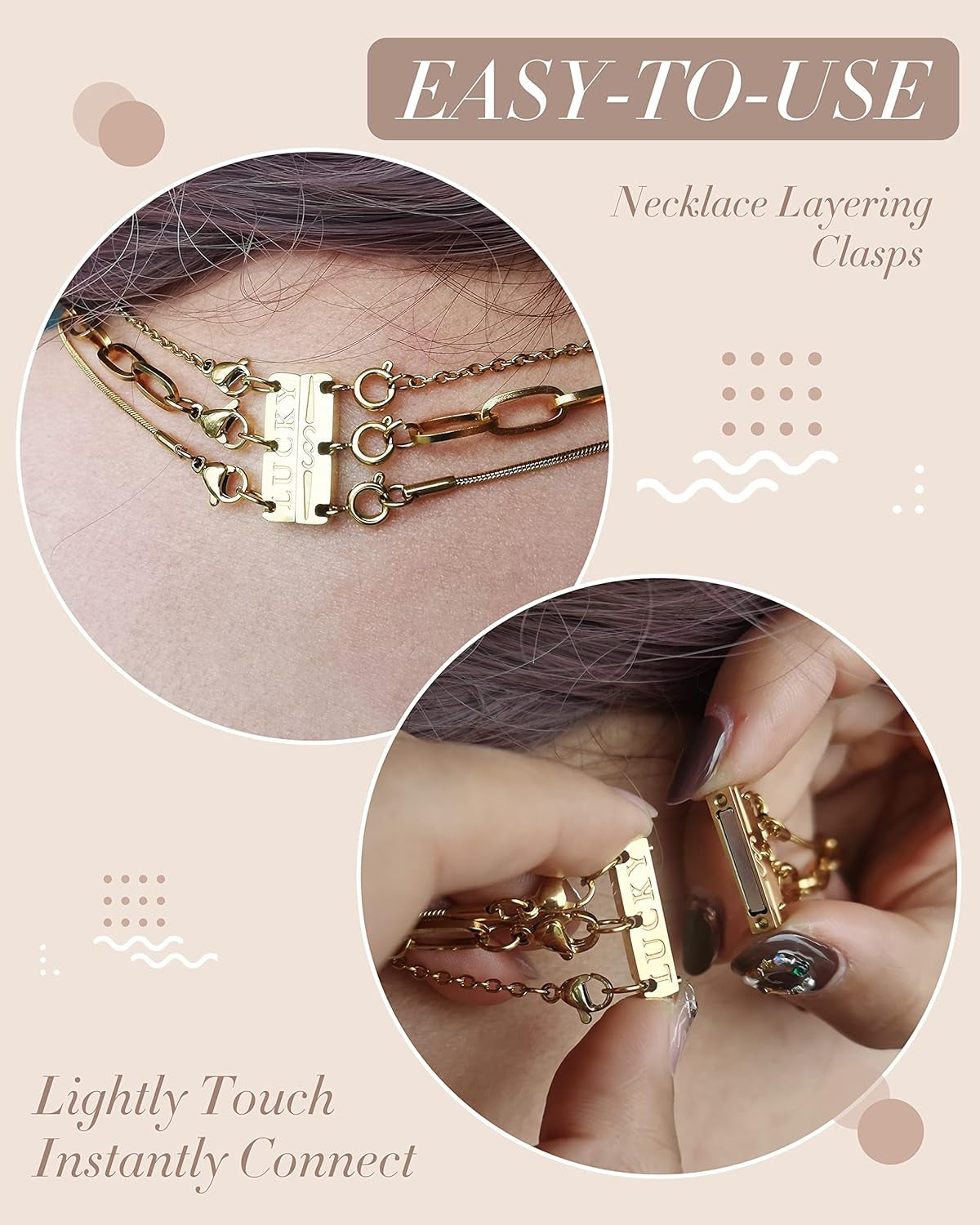 Layering Clasps Separator for Stackable Necklaces - 14K Gold and Silver Plated Clasps for Women
