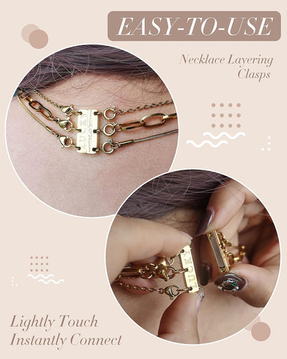 Layering Clasps Separator for Stackable Necklaces - 14K Gold and Silver Plated Clasps for Women