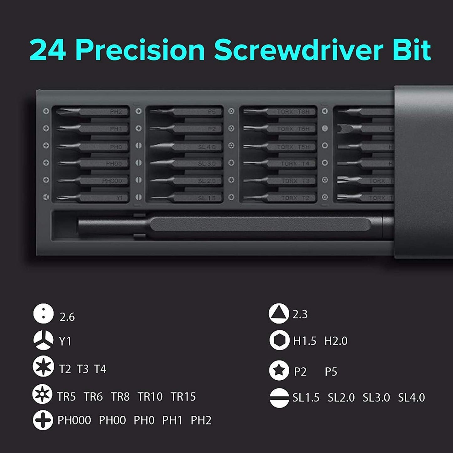 Xiaomi Mi Precision Screwdriver Set, 24 Magnetic Driver Bit Set, Pocket Screwdriver Tool Set,
