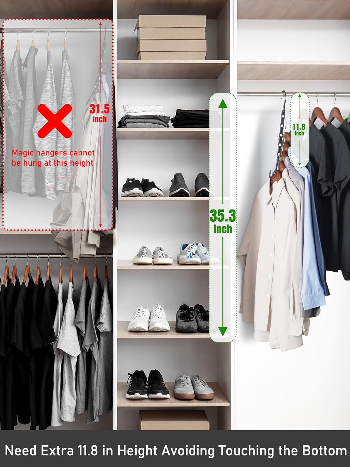 Premium Black Magic Space-Saving Hangers - 10 Pack, Durable Cascading Hanger Hooks with 5 Holes for Heavy Clothing, Ideal Closet Organizers and Storage Solutions for College Dorms