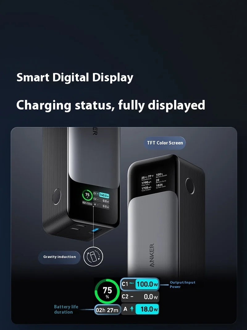 Anker 737 Power Bank - 24000mAh Dual 140W Fast Charging Portable Charger with TFT Color Display