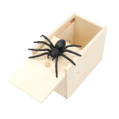 Spider Prank Box Wooden Fun Surprise Happy Box Gags Practical Joke Scare Toys Novelty Halloween Gifts for Friends DROPSHIPPING