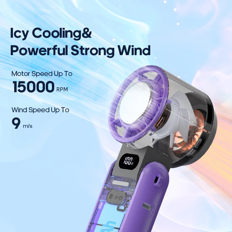 Portable High-Speed Handheld Cooling Fan with 3600mAh Rechargeable Battery