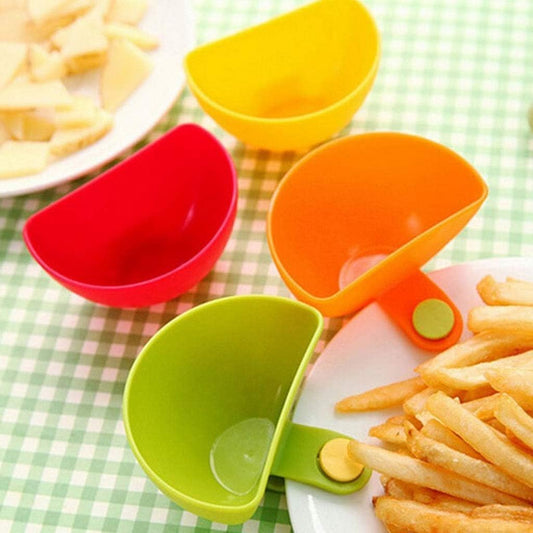 5 Pcs Dip Clip Bowl Plate Holder - Spices Container for Bowls and Plates - Colorful Plastic Cup for Tomato Sauce, Salt, Salad Dressing, Vinegar