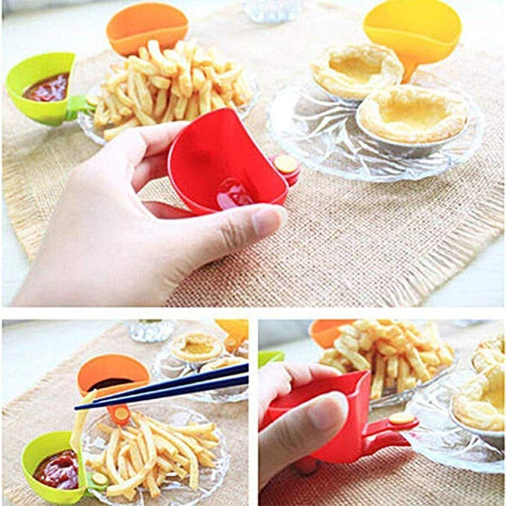 5 Pcs Dip Clip Bowl Plate Holder - Spices Container for Bowls and Plates - Colorful Plastic Cup for Tomato Sauce, Salt, Salad Dressing, Vinegar