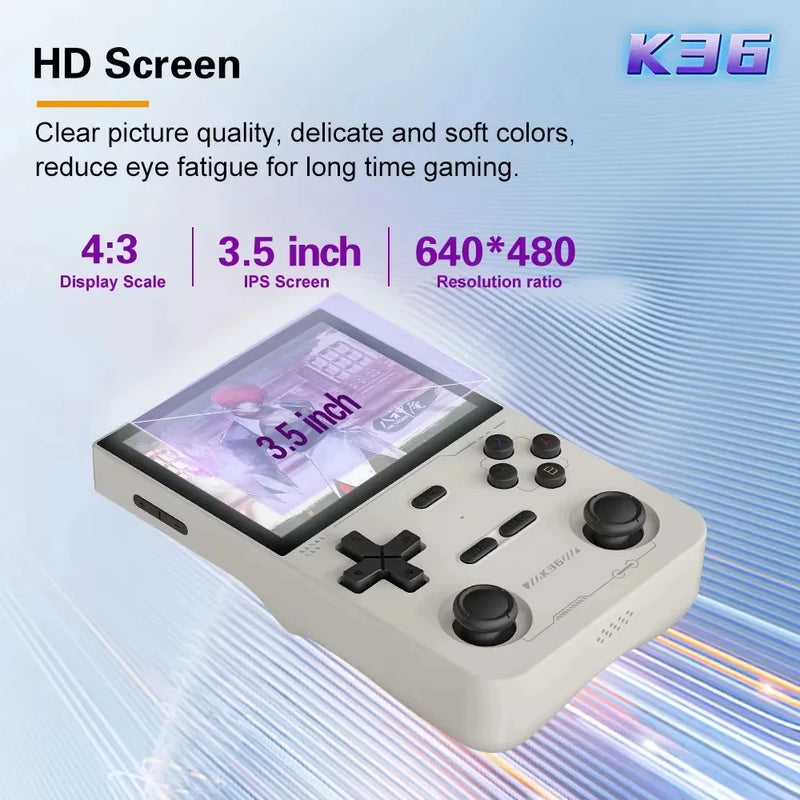 Open Source K36 Retro Handheld Portable Video Gameing Console R36S for PS1/PSP/DC/N64/SS 3.5 Inch IPS Screen Preferred Gift