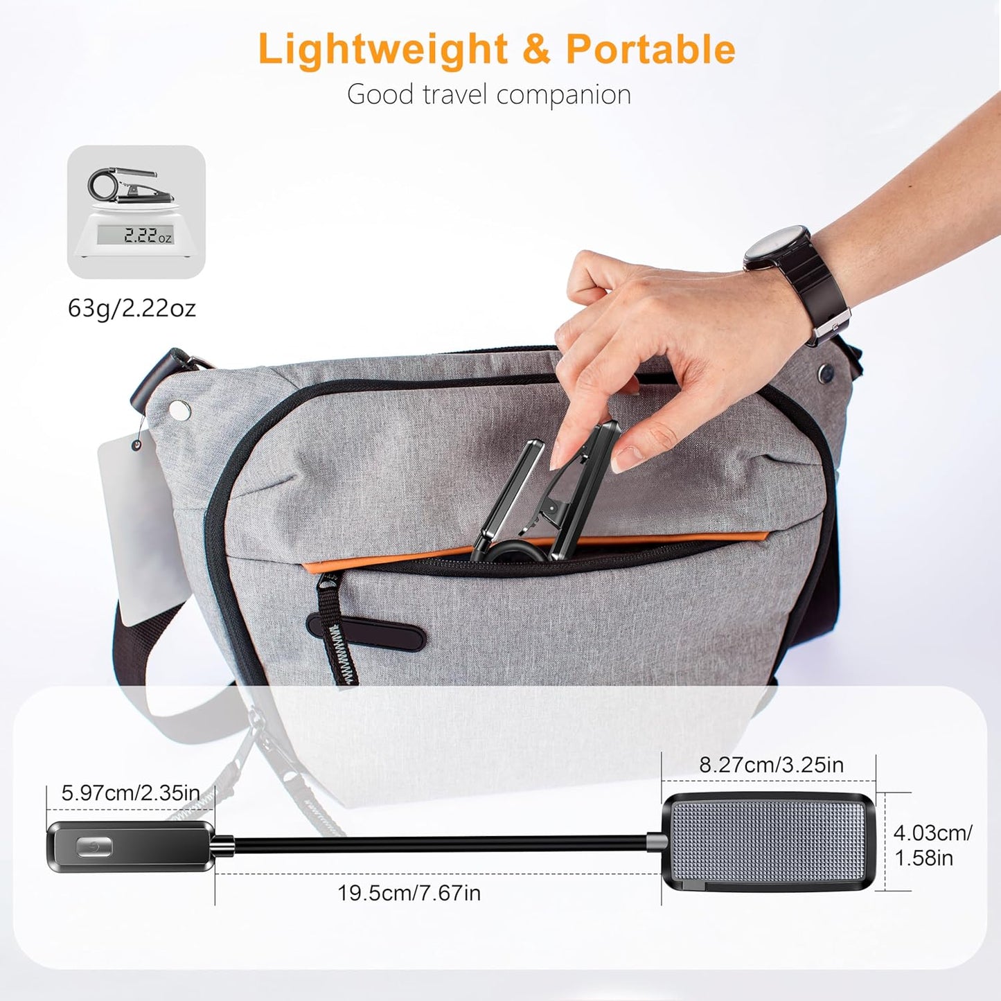 Rechargeable LED Book Light with 3 Color Temperatures and Stepless Dimming - Lightweight Clip-On Design for Eye Comfort and Extended Runtime