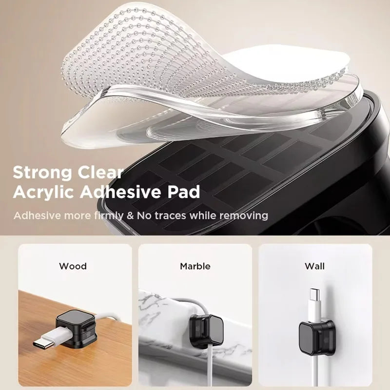 6Pcs/Set Magnetic Cable Clips Cable Organiser Adjustable Cord Holder under Desk Organizing Cable Management Holder