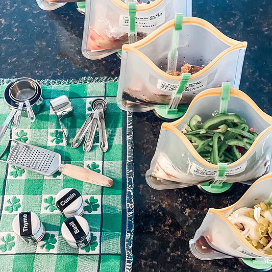 Baggy Rack Holder for Food Prep and Freezer Bags - Set of 4 Meal Planning and Preparation Stands