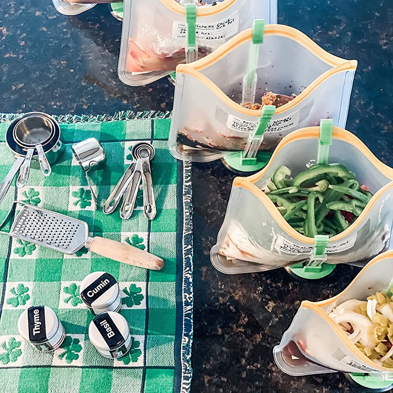 Baggy Rack Holder for Food Prep and Freezer Bags - Set of 4 Meal Planning and Preparation Stands