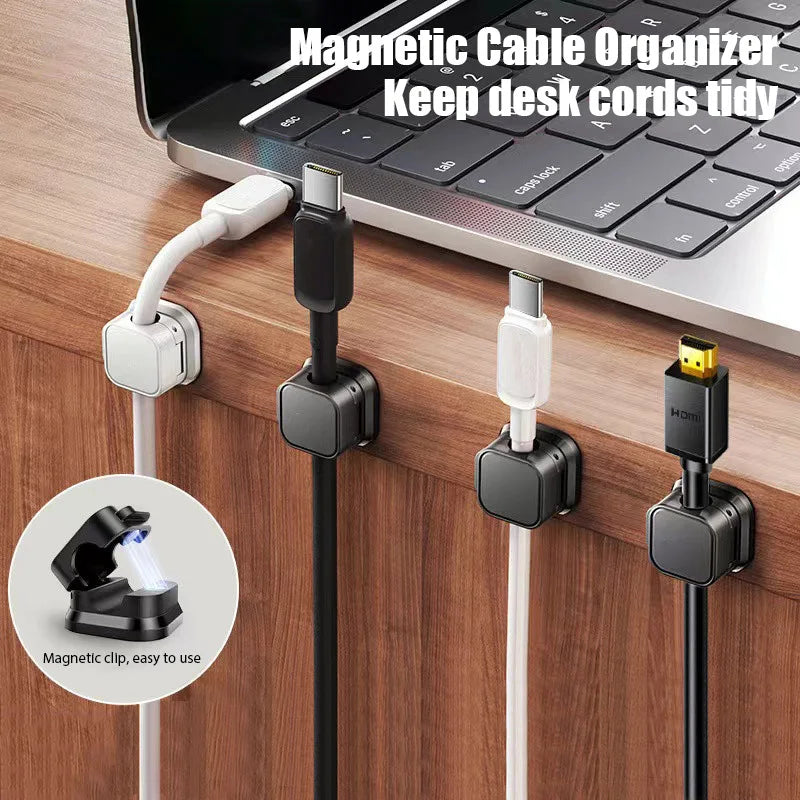6Pcs/Set Magnetic Cable Clips Cable Organiser Adjustable Cord Holder under Desk Organizing Cable Management Holder