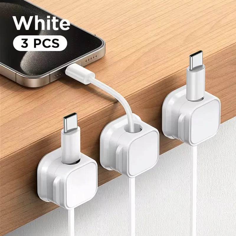 6Pcs/Set Magnetic Cable Clips Cable Organiser Adjustable Cord Holder under Desk Organizing Cable Management Holder
